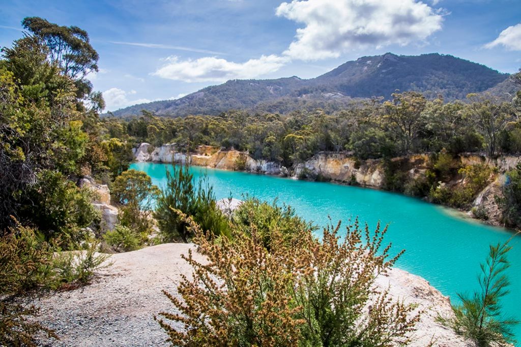 This vivid aqua-blue lake is a heritage tin mining site in North East Tasmania