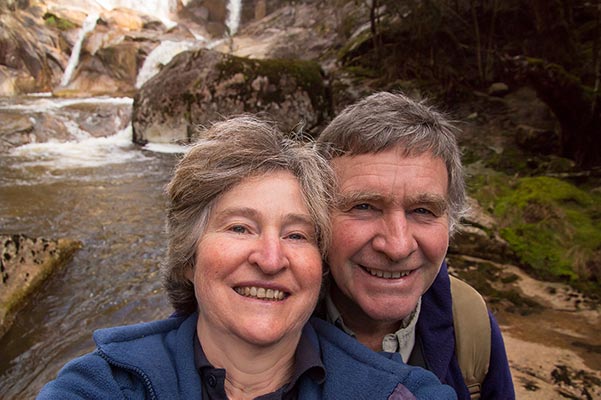 Christine and Graham in front of Harridge Falls