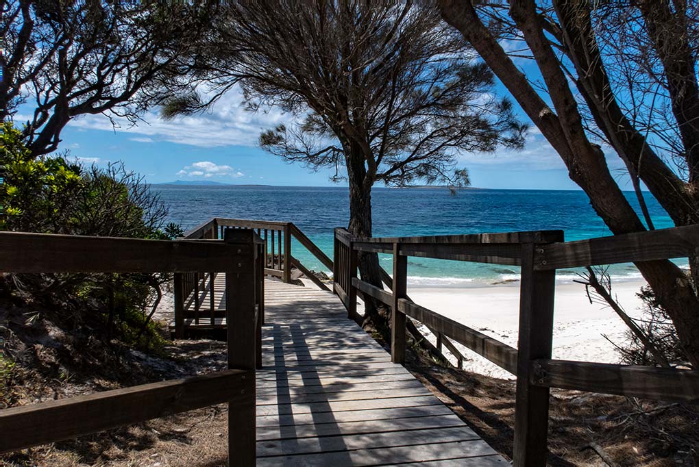 Timber walk-way to the beach at Little Musselroe Bay, North East Tasmania