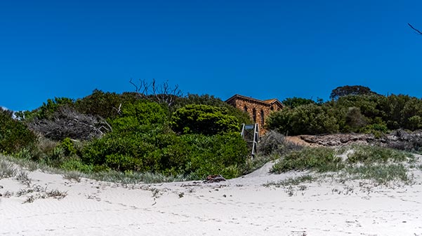 Stone house behind the beach Cape Portland, Tasmania