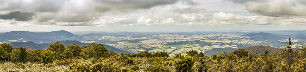 Looking our over Scottsdale from the summit of Mount Scott in North East Tasmania