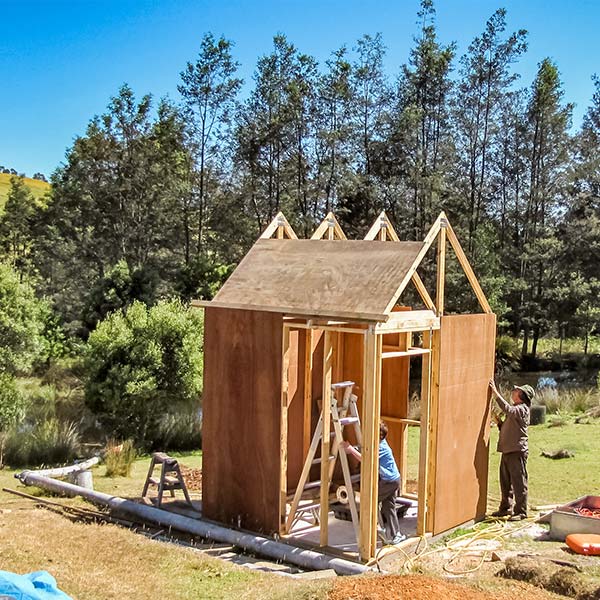 The small timber hydro shed is nearly completed.