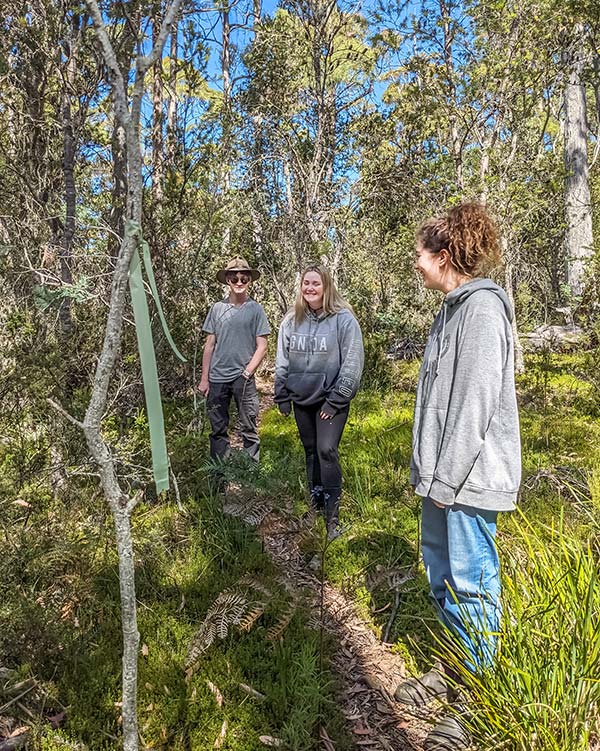 James with Zarsha and Swantje at the beginning of the walking track.