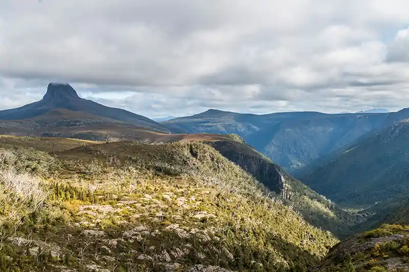 Looking into Fury Gorge with Barn Bluff on the horizon - Overland Track.
