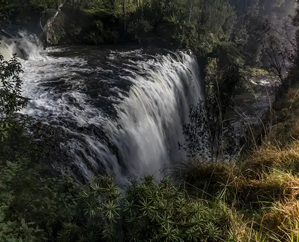 The Guide Falls cascade down three deep falls in the Guide River.