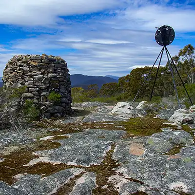 This is the rock cairn and Trig point on the summit of Mount Stronach.