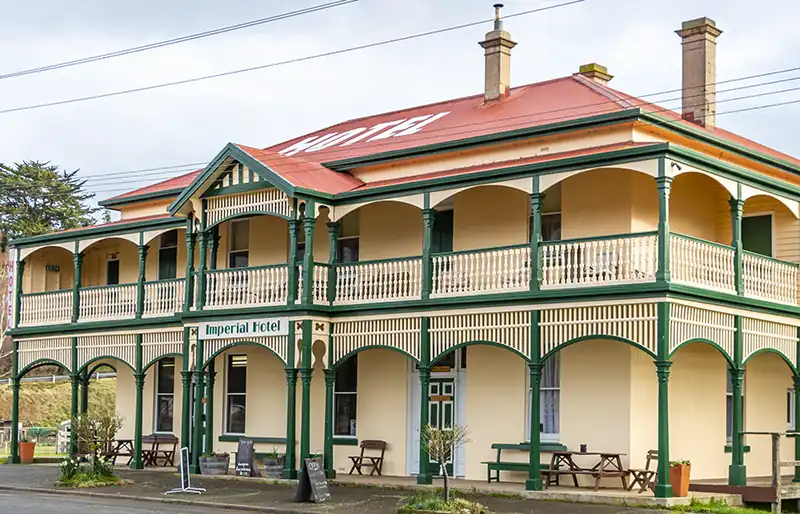 Two-story Imperial Hotel in Branxholm