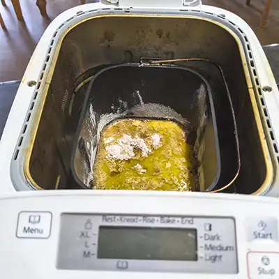 Ingredients have been added into the bread-making machine