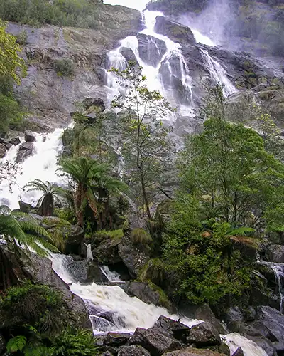 Here Pepper Bush nature based tours are visiting Saint Columba falls in Northeast Tasmania.