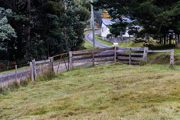 Peaceful rural scene in Branxholm Tasmania belies the toxic welcome