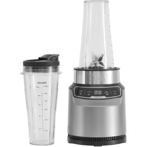 Black and white image of a Ninja blender.